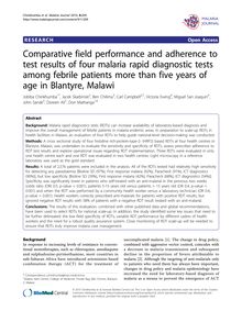 Comparative field performance and adherence to test results of four malaria rapid diagnostic tests among febrile patients more than five years of age in Blantyre, Malawi