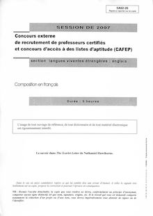 Composition en français 2007 CAPES de langues vivantes (Anglais) CAPES (Externe)