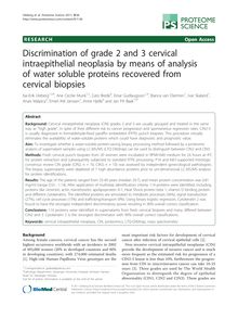 Discrimination of grade 2 and 3 cervical intraepithelial neoplasia by means of analysis of water soluble proteins recovered from cervical biopsies