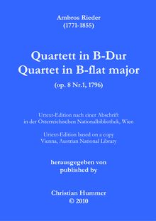 Partition complète, corde quatuor en B-flat major, B flat major