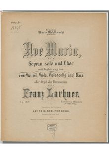 Partition complète, Ave Maria, Op.162, F major, Lachner, Franz Paul
