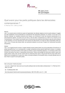 Quel avenir pour les partis politiques dans les démocraties contemporaines ? - article ; n°1 ; vol.21, pg 55-68