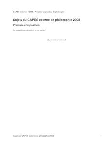 Première composition de Philosophie 2008 CAPES de philosophie CAPES (Externe)