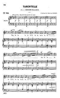 Partition complète (G minor: haut voix et piano), Tarentelle
