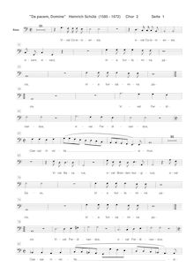 Partition chœur 2: basse, Da pacem, Domine, Schütz, Heinrich