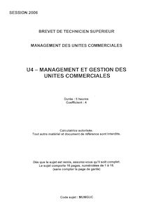 Management et gestion des unités commerciales 2006 BTS Management des unités commerciales