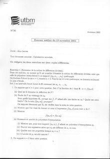Analyse numérique élémentaire 2002 Génie Mécanique et Conception Université de Technologie de Belfort Montbéliard