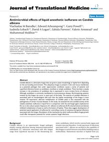 Antimicrobial effects of liquid anesthetic isoflurane on Candida albicans