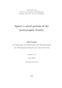 Spar3, a novel protein of the postsynaptic density [Elektronische Ressource] / vorgelegt von Anna Dolnik