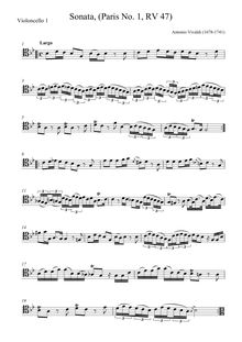Partition parties complètes, violoncelle Sonata en B-flat major, RV 47