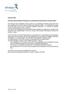 Voluntary Harmonisation Procedure for multinational clinical trials in Europe