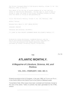 The Atlantic Monthly, Volume 17, No. 100, February, 1866