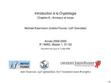 Introduction a la Cryptologie Chapitre Anneaux et corps