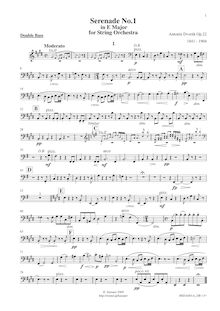 Partition Basses, Serenade pour cordes, Smyčcová serenáda, Dvořák, Antonín par Antonín Dvořák