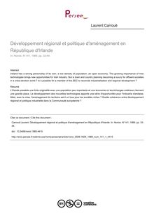 Développement régional et politique d aménagement en République d Irlande - article ; n°1 ; vol.141, pg 33-44
