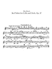 Partition clarinette 1, 2 (en A), Kol Nidrei, Kol Nidrei (Stimme des Gelübdes), Adagio for Cello and Orchestra