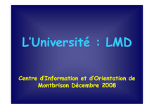 L Université : LMD