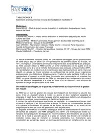 Rencontres HAS 2009 - Comment promouvoir les revues de mortalité et morbidité  - Rencontres 09 - Synthèse TR8