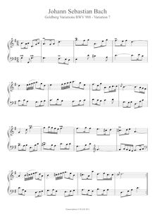 Partition Variation 7, Goldberg-Variationen, Goldberg Variations ; Aria mit 30 Veränderungen ; Clavier-Übung IV