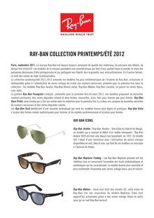 Collection Ray Ban printemps/été 2012