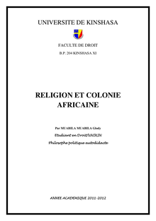 RELIGION ET COLONIE AFRICAINE