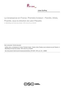 La renaissance en France. Première livraison : Flandre, Artois, Picardie, sous la direction de Léon Palustre.  ; n°1 ; vol.40, pg 483-487