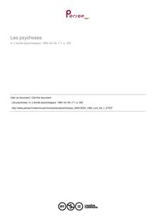 Les psychoses - compte-rendu ; n°1 ; vol.64, pg 300-300