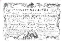 Partition violoncelle, 6 Sonate da Camera a Cembalo Obligato, Flauto Traverso o violon Concertato e violoncelle