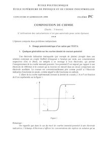 Composition de Chimie 1999 Classe Prepa PC Ecole Supérieure de Physique et de Chimie Industrielles