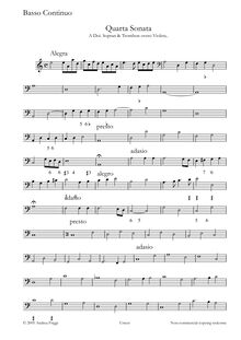 Partition Continuo, Quarta Sonata A Doi. Sopran & Trombon overo Violeta