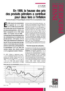  En 1999, la hausse des prix des produits pétroliers a contribué pour deux tiers à l inflation 