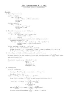 Corrige BTSAMEFIN Mathematiques 2003