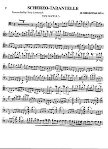Partition de violoncelle, Scherzo tarantelle, Wieniawski, Henri