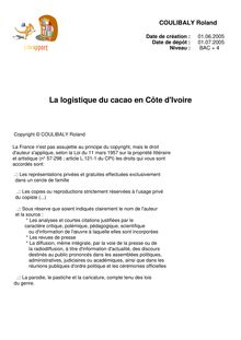 La logistique du cacao en Côte d Ivoire 