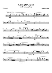 Partition Trombone 1 (basse clef), A Song pour Japan, Verhelst, Steven par Steven Verhelst