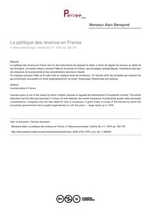 La politique des revenus en France - article ; n°1 ; vol.30, pg 162-178