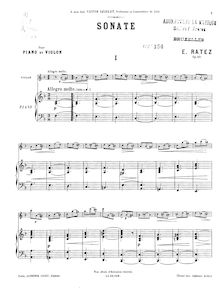 Partition de piano, violon Sonata, Op.40, A minor, Ratez, Emile Pierre