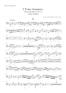 Partition Bassi (unrealized, avec figures), Concerto pour 2 violons en A minor