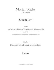 Partition Sonata 3 en C minor, Urtext score, 10 Solos a Flauto Traverso & violoncelle