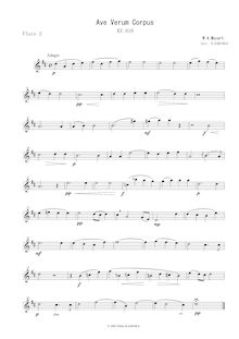 Partition flûte 2 , partie, Ave verum corpus, D major, Mozart, Wolfgang Amadeus
