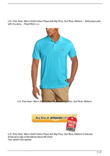 U.S. Polo Assn. Men8217s Solid Cotton Pique with Big Pony Surf Blue Medium Clothing Reviews