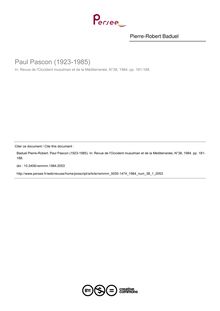 Paul Pascon (1923-1985) - article ; n°1 ; vol.38, pg 181-188