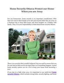 Home Security Ottawa-Protect our Home When you are Away