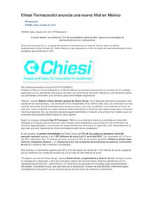 Chiesi Farmaceutici anuncia una nueva filial en México