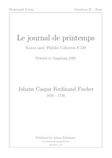 Partition  4 en D minor, Le Journal Du Printemps, Fischer, Johann Caspar Ferdinand