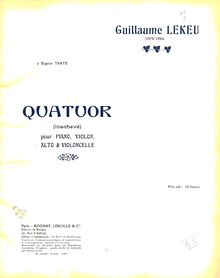 Partition couverture couleur, Piano quatuor, Lekeu, Guillaume