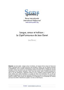 Langue, amour et trahison : Le Captif amoureux de Jean Genet