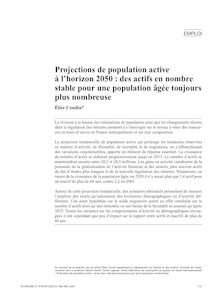 Projections de population active à l horizon 2050 : des actifs en nombre stable pour une population âgée toujours plus nombreuse - article ; n°1 ; vol.408, pg 113-136