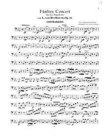 Partition Double basse, Piano Concerto No.5, Emperor, E♭ Major, Beethoven, Ludwig van