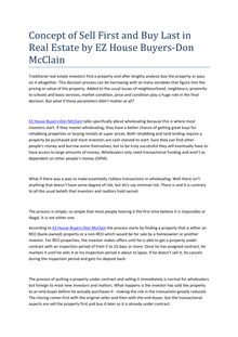 Concept of Sell First and Buy Last in Real Estate by EZ House Buyers-Don McClain  